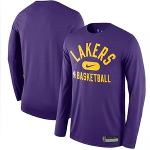 Nike Lakers Basketball Drifit Long Sleeve Shirt Youth Size XL (18/20)